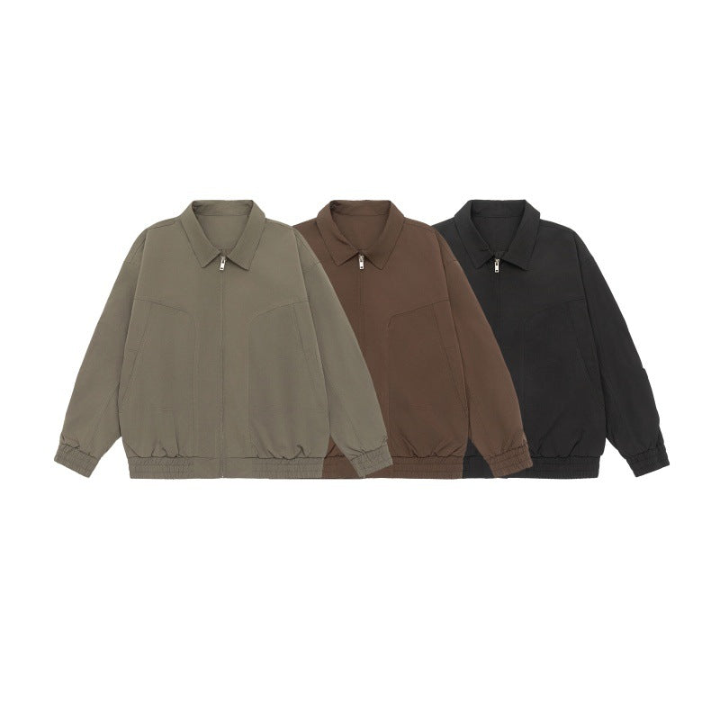 Unisex Oversize Blouson Jacket with Shirt Collar and Elastic Waistband Chichicherry
