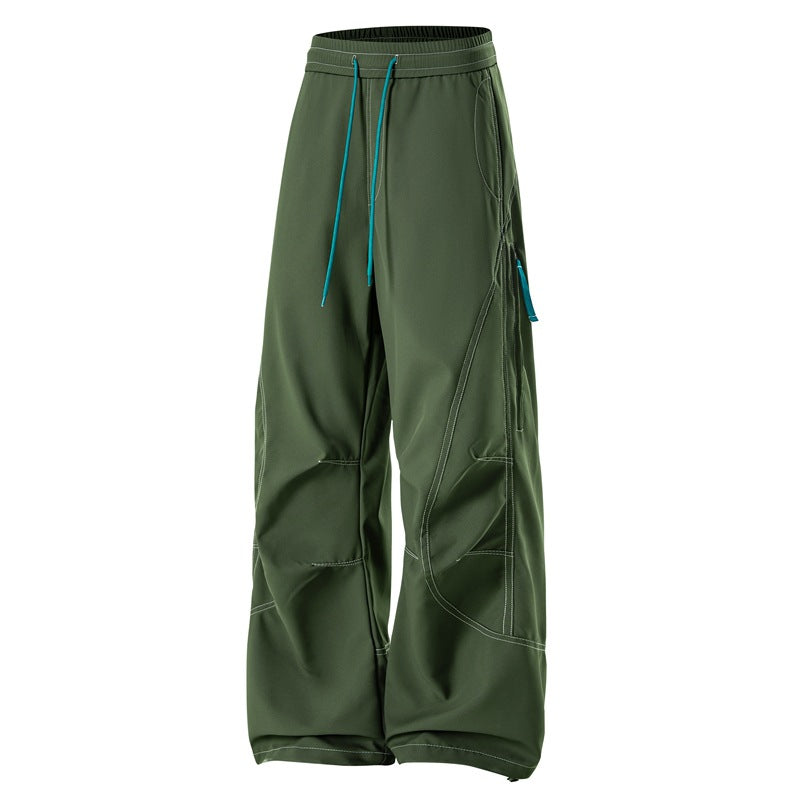 Men's Baggy Cargo Pants with Elastic Waistband, Multifunctional Pockets, and Adjustable Hem Chichicherry