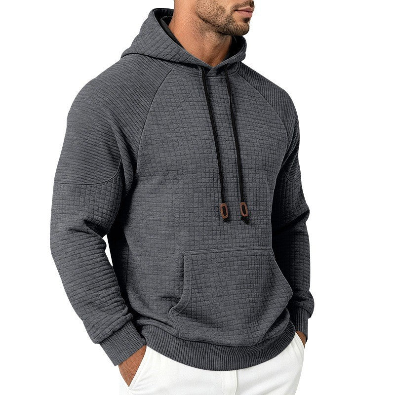 Men's Thermal Waffle Hoodie with Raglan Sleeves and Kangaroo Pocket Chichicherry