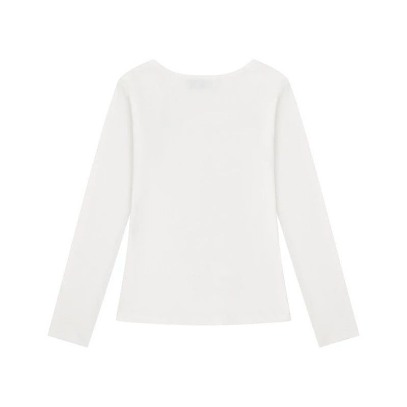 Women's long-sleeve shirt with round neckline, rhinestone print and angel motif Chichicherry
