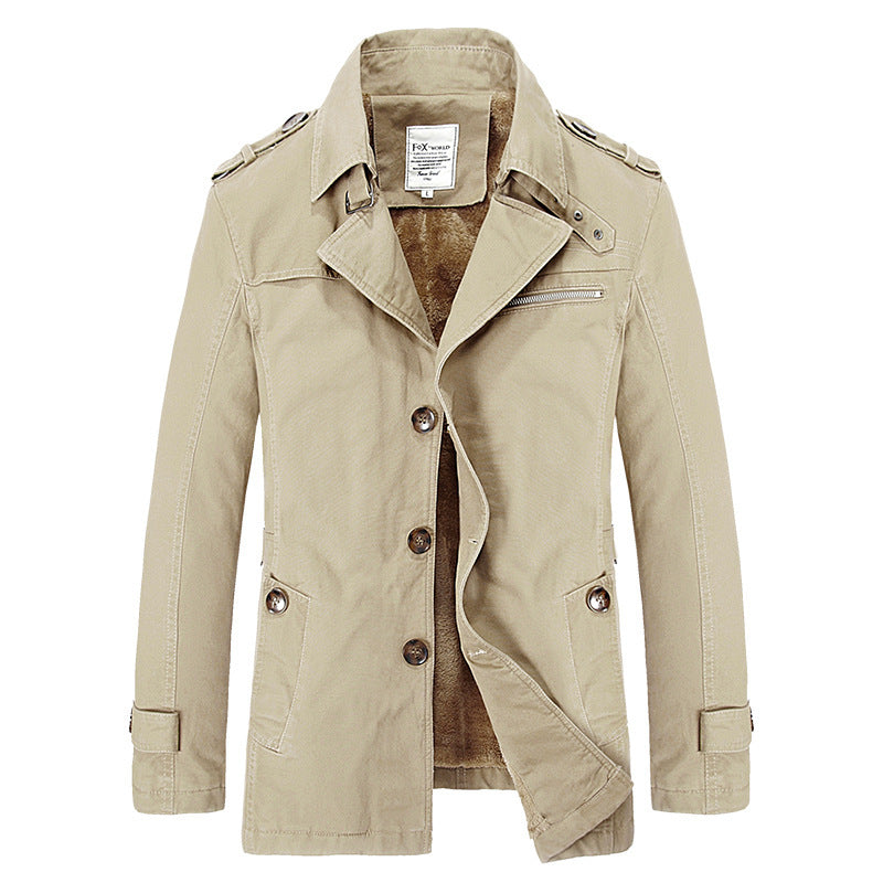 Men's military-inspired short coat with teddy fleece lining and zip chest pocket Chichicherry