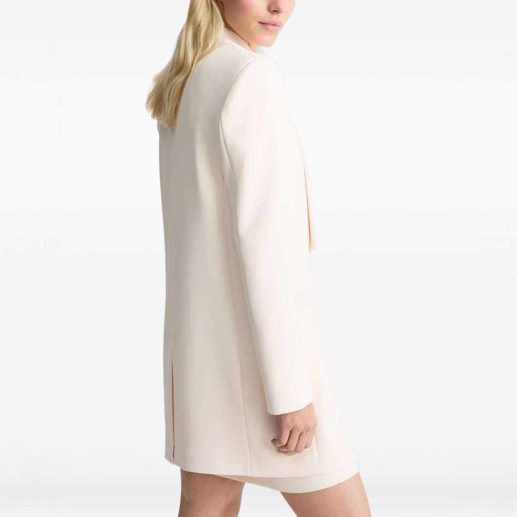Women Tailored Blazer Dress with Shawl Collar and One-Button Closure Chichicherry