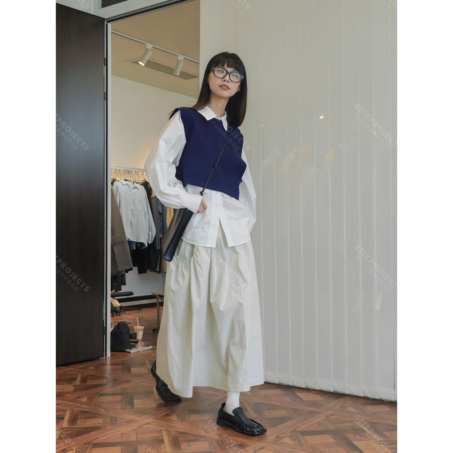 Women Wide Tiered Midi Skirt with Flowing A-Line and Seamless Ruffles Chichicherry