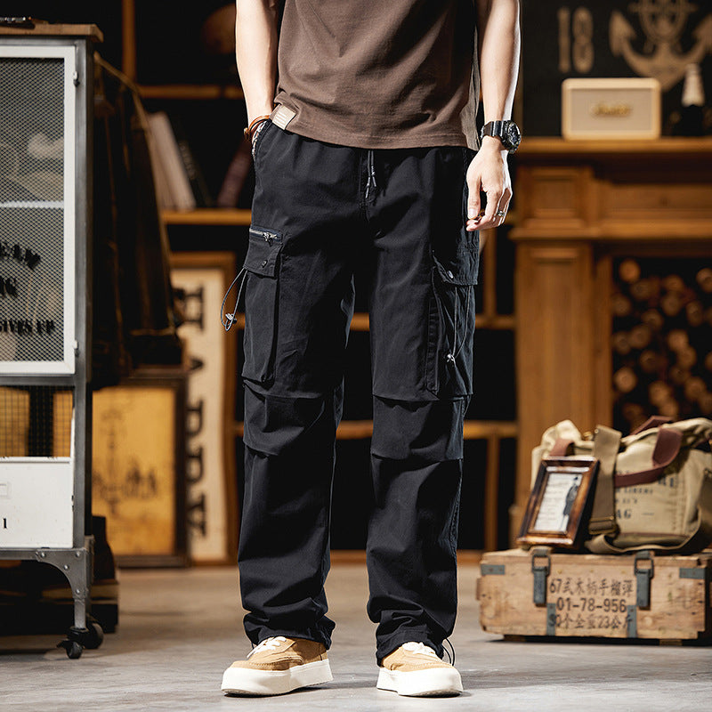 Men's cargo pants in utility look with multifunctional pockets and drawstring Chichicherry