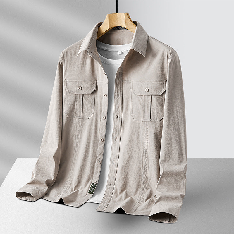 Men's Outdoor Shirt with Chest Pockets, Ripstop Fabric and Regular Fit Chichicherry