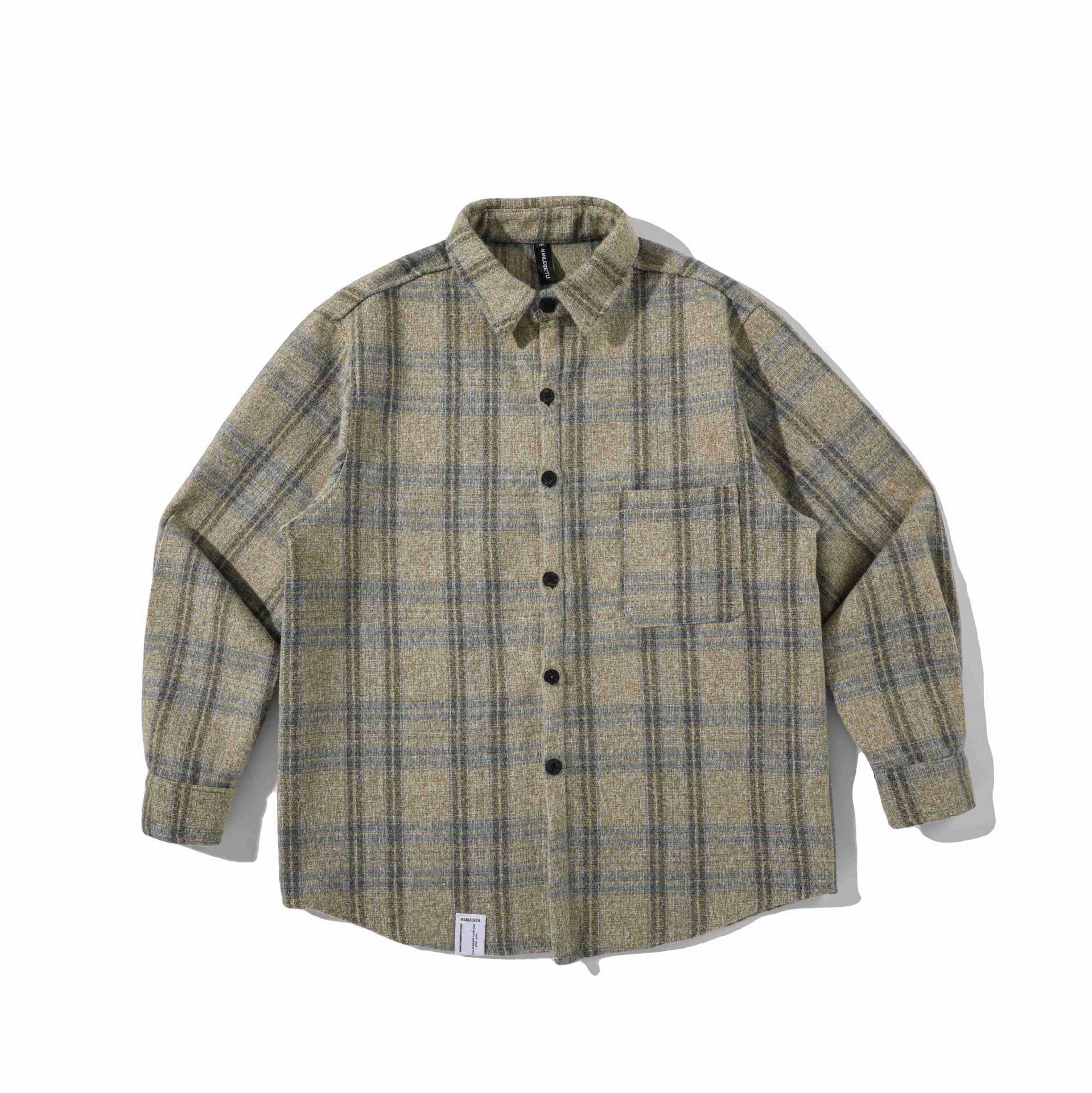 Men's overshirt made of wool blend with checked pattern Chichicherry
