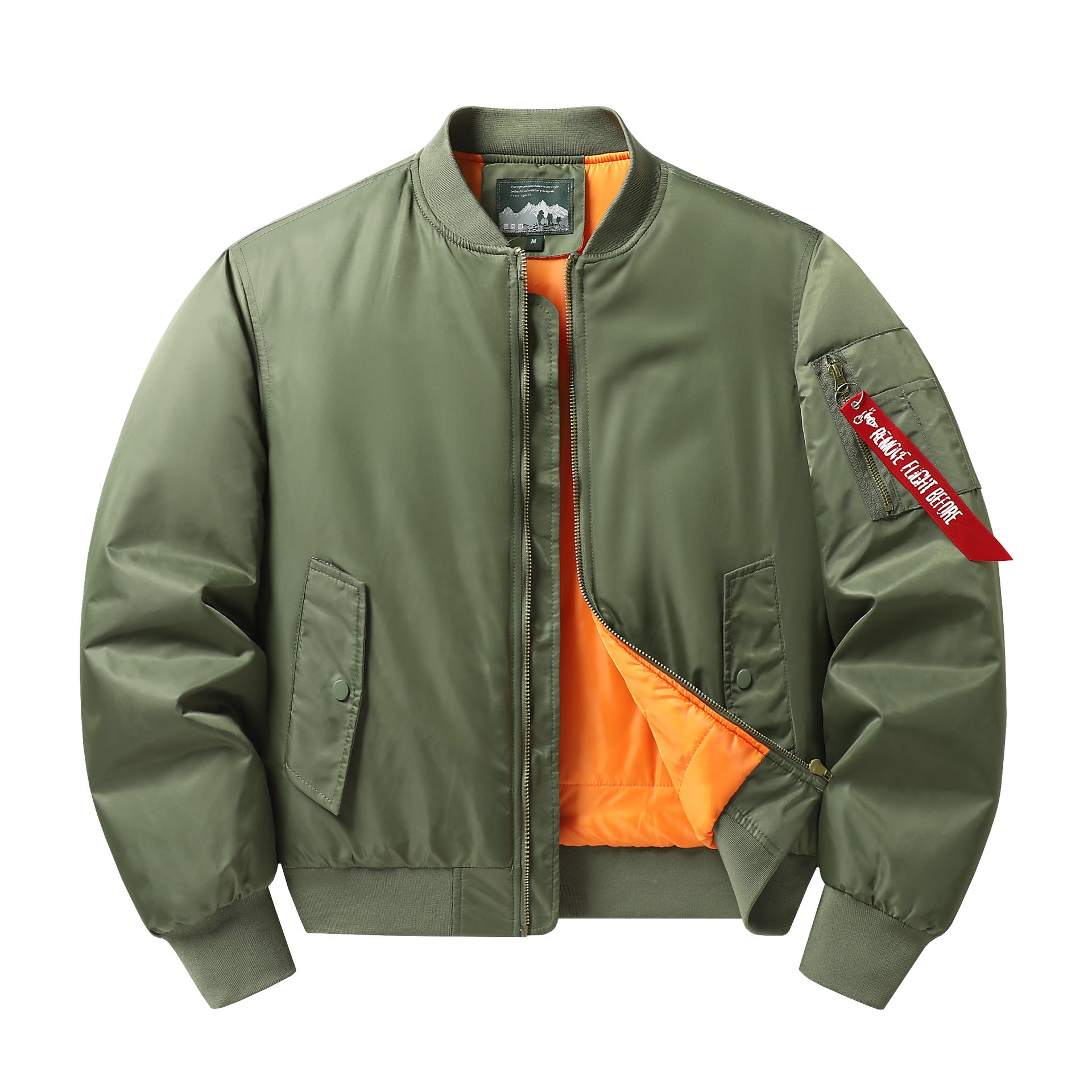 Men's pilot bomber jacket with contrast lining windproof shell and sleeve utility pocket Chichicherry