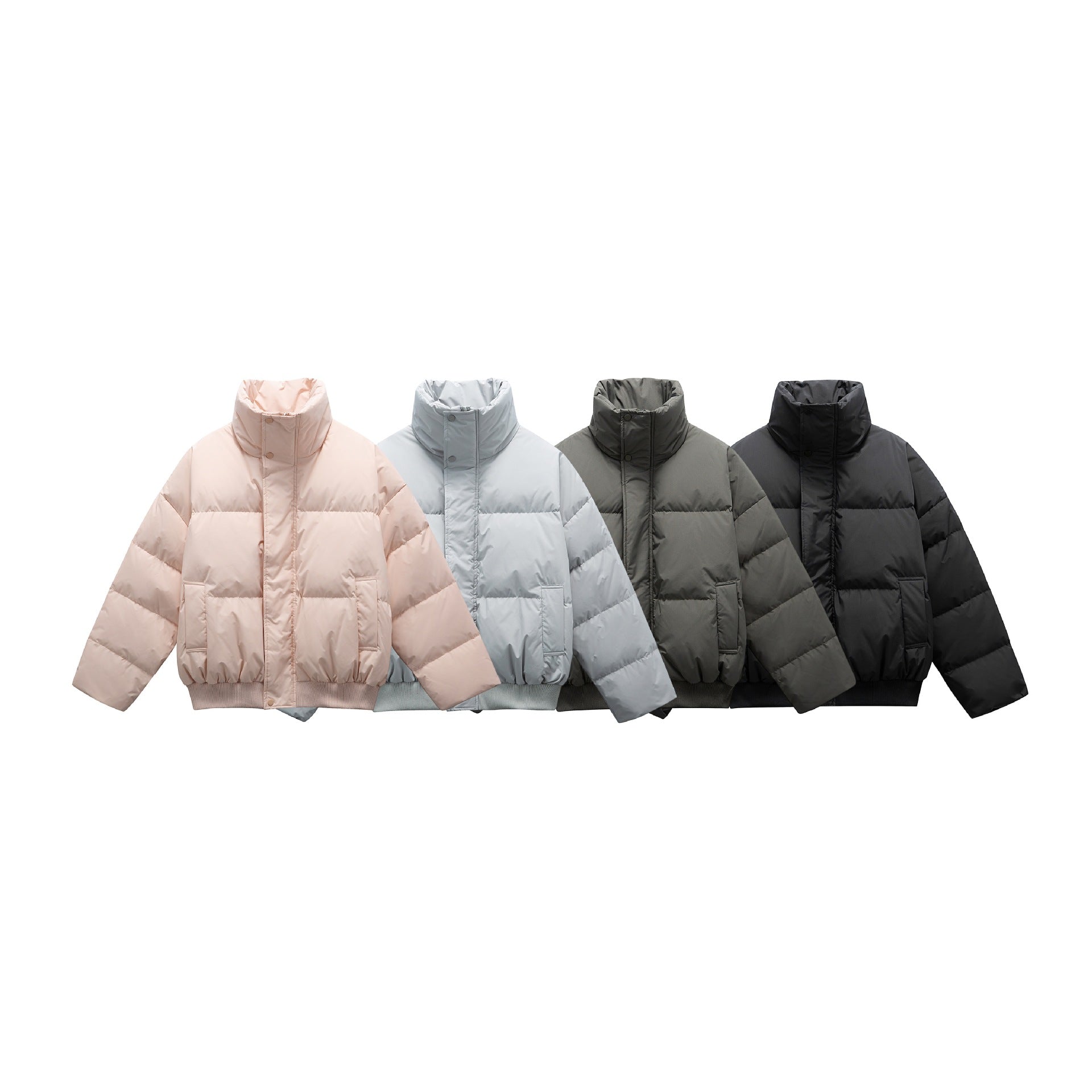 Unisex Boxy padded short jacket with high stand collar and elastic hem Chichicherry