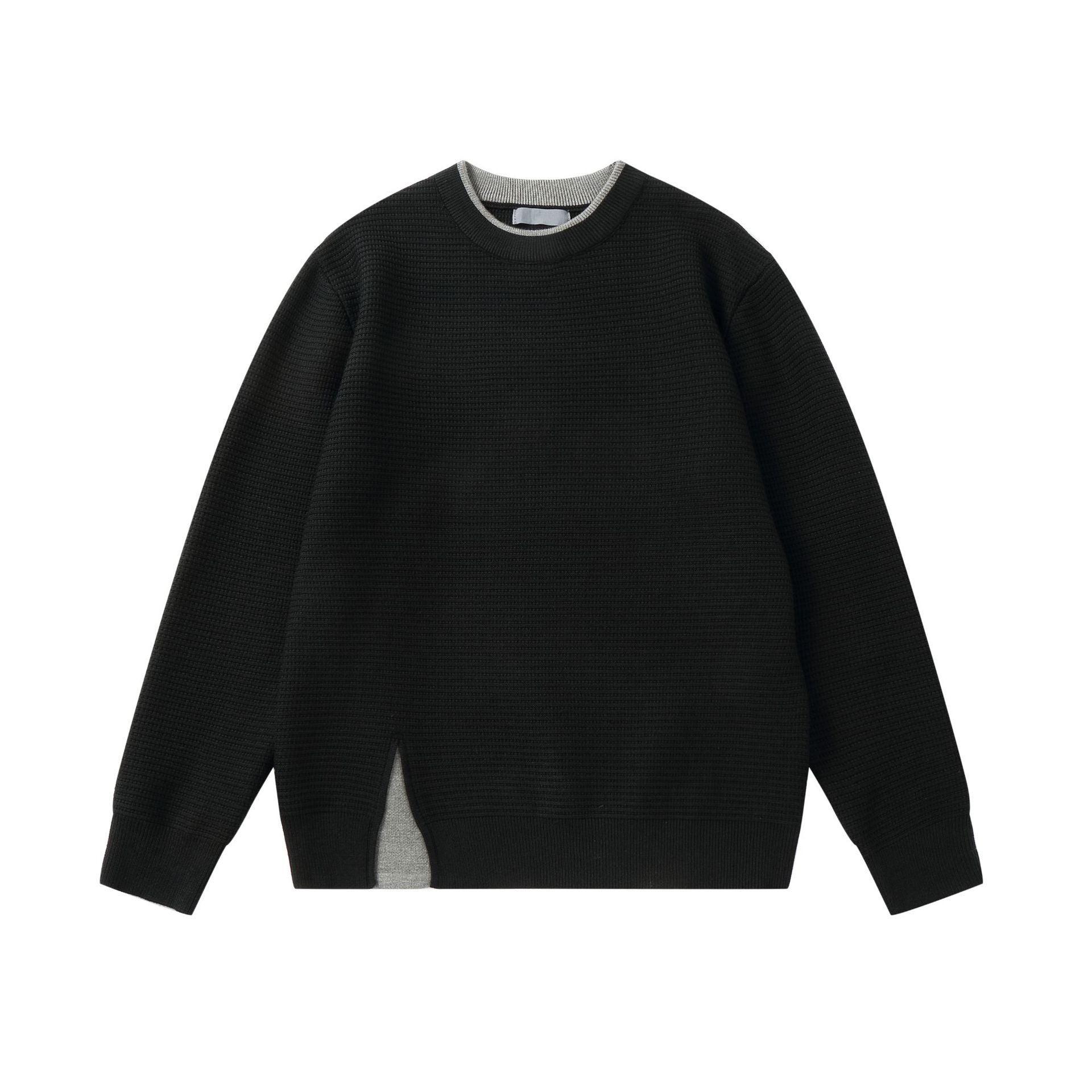 Women's Structured Round Neck Sweatshirt with Side Wedge Slit Chichicherry
