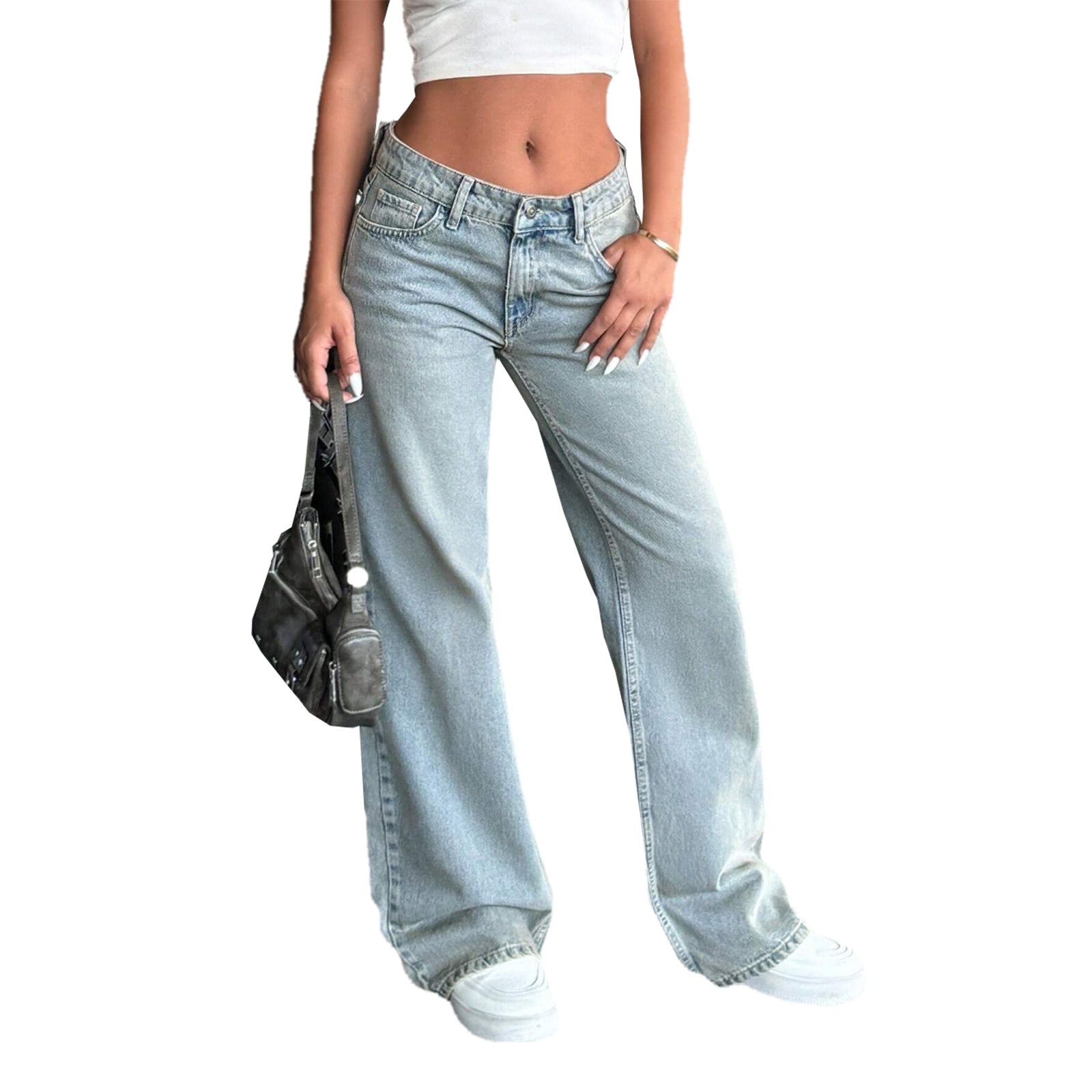 Women low-rise wide flared jeans made of vintage denim Chichicherry