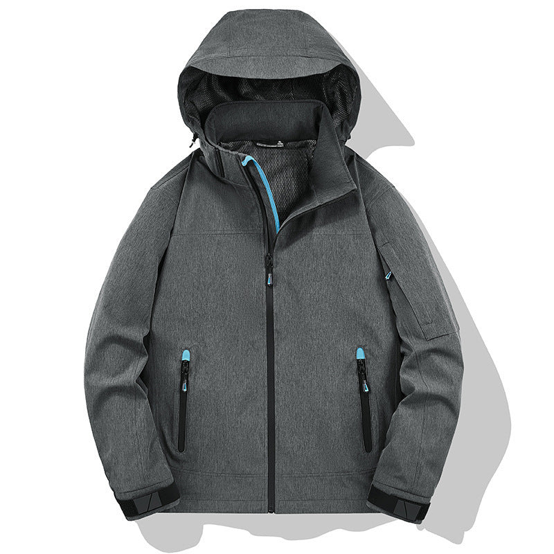 Men's Weather-Resistant Softshell Outdoor Jacket with Hood, High Collar, and Welded Seams Chichicherry