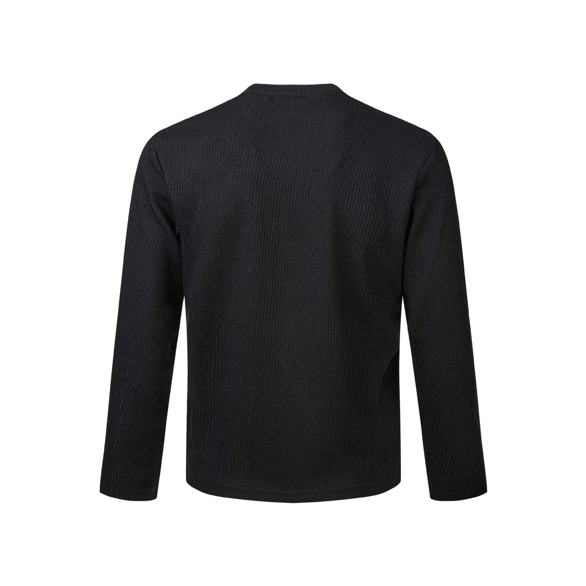 Unisex Ribbed Long Sleeve Shirt with Crew Neck and Distressed Graphic Print Chichicherry