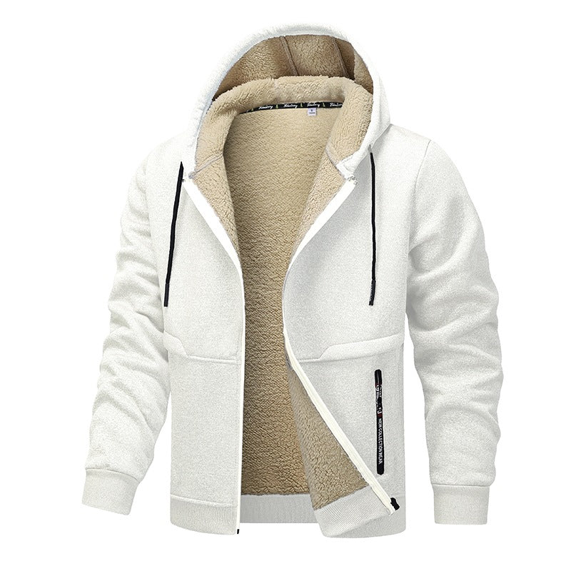 Men's Padded Hooded Jacket with Teddy Lining, Full Zipper, and Pockets Chichicherry