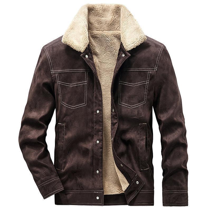 Men's pilot jacket in suede look with Sherpa lining and quilted details Chichicherry