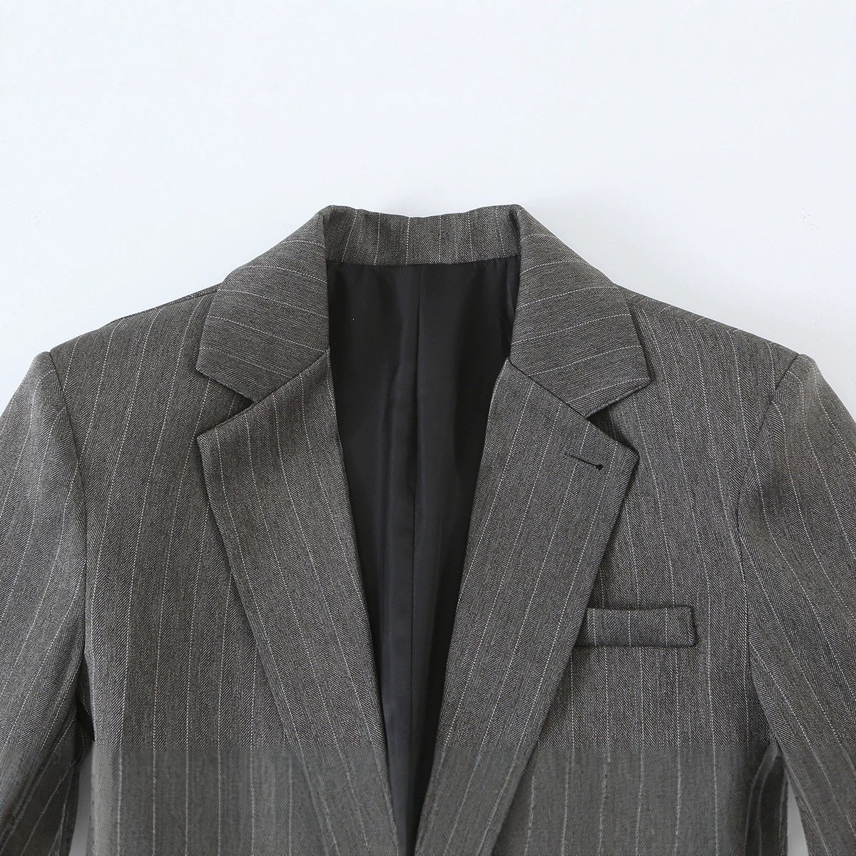 Women's Short Cut Pinstripe Blazer with Side Cut-Outs and Lacing Detail Chichicherry