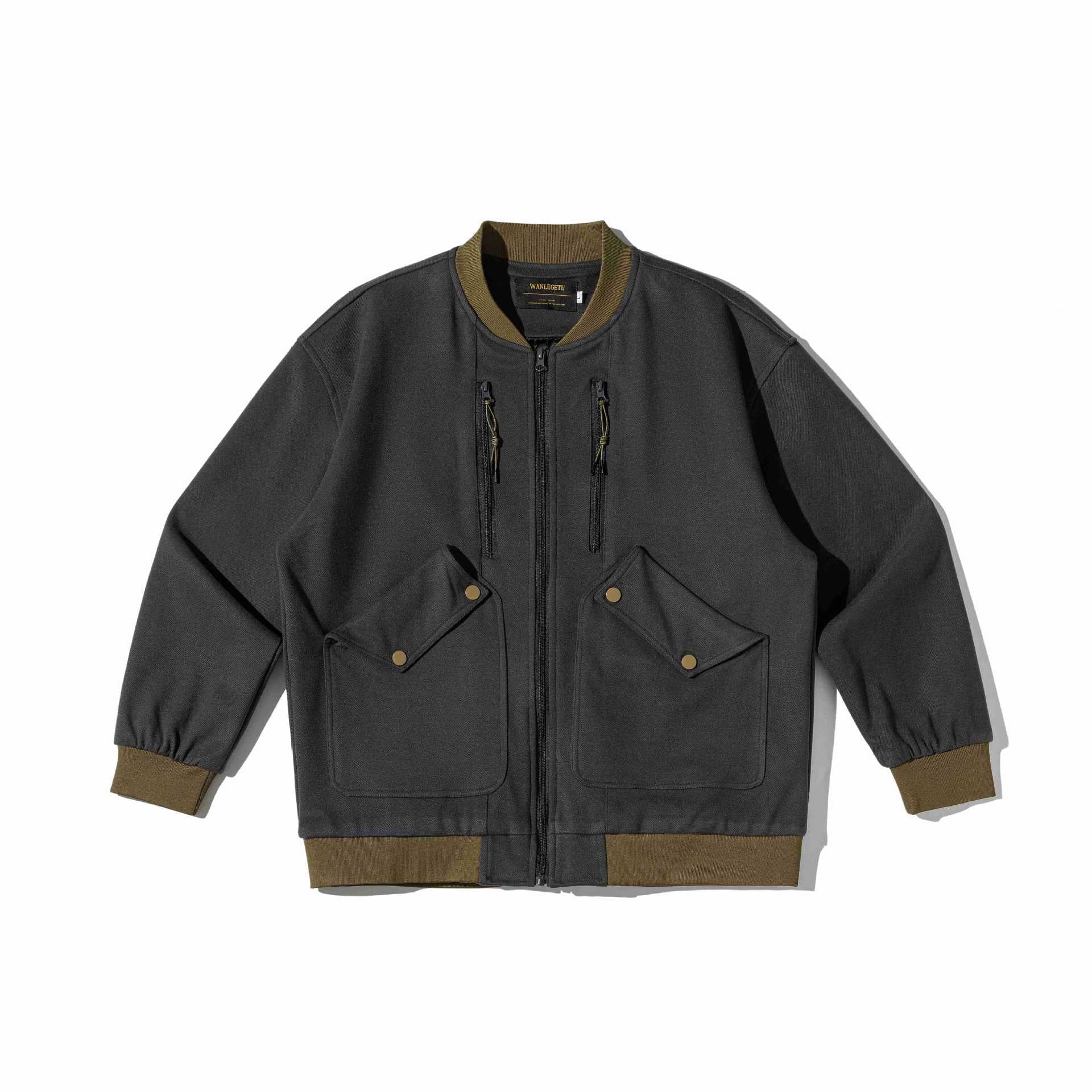 Men's short-cut utility bomber jacket with flap pockets and double chest zip Chichicherry