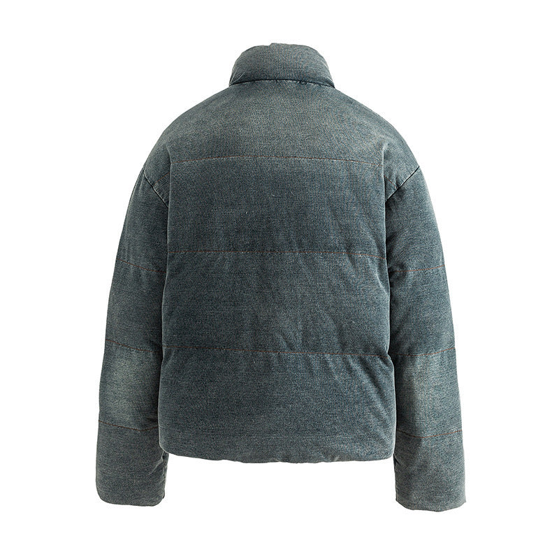 Women short fitted padded cord quilted jacket in boxy cut with stand-up collar Chichicherry