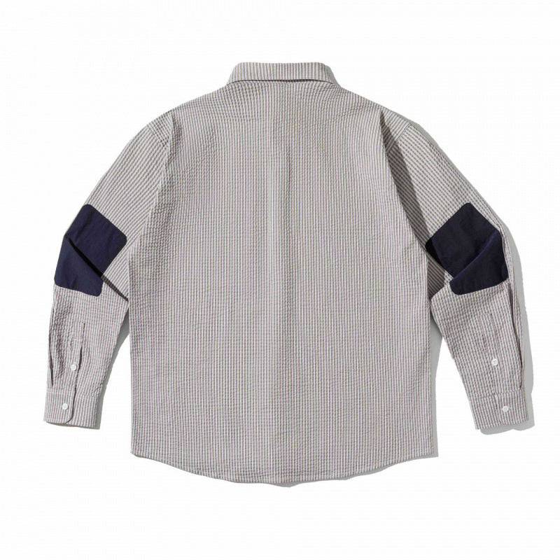 Unisex Boxy Overshirt in Seersucker look with double chest flaps and shirt collar Chichicherry