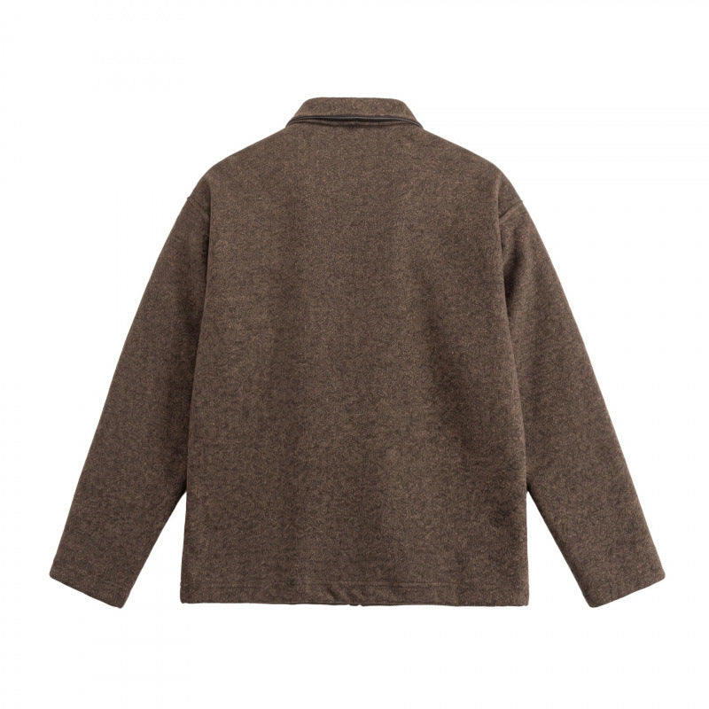 Unisex Boxy Polo Sweater made of wool blend with Henley button placket and straight hem Chichicherry