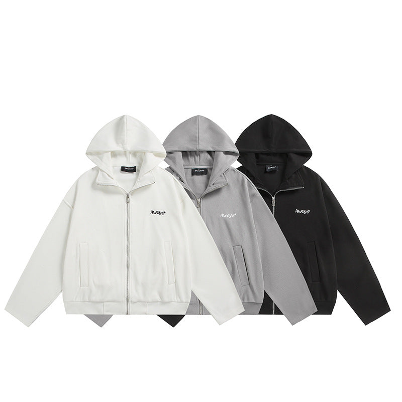 Unisex Oversize Hooded Jacket with Two-Way Zipper, Straight Hem, and Subtle Logo Emblem Chichicherry