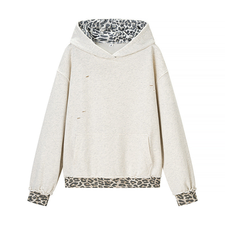 Women’s Oversized Hoodie with Leo Lining, Used Details and Kangaroo Pocket Chichicherry