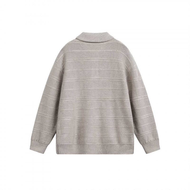 Unisex Lightweight Boxy Polo Knit Sweater with Half Button Placket and Shirt Collar Chichicherry