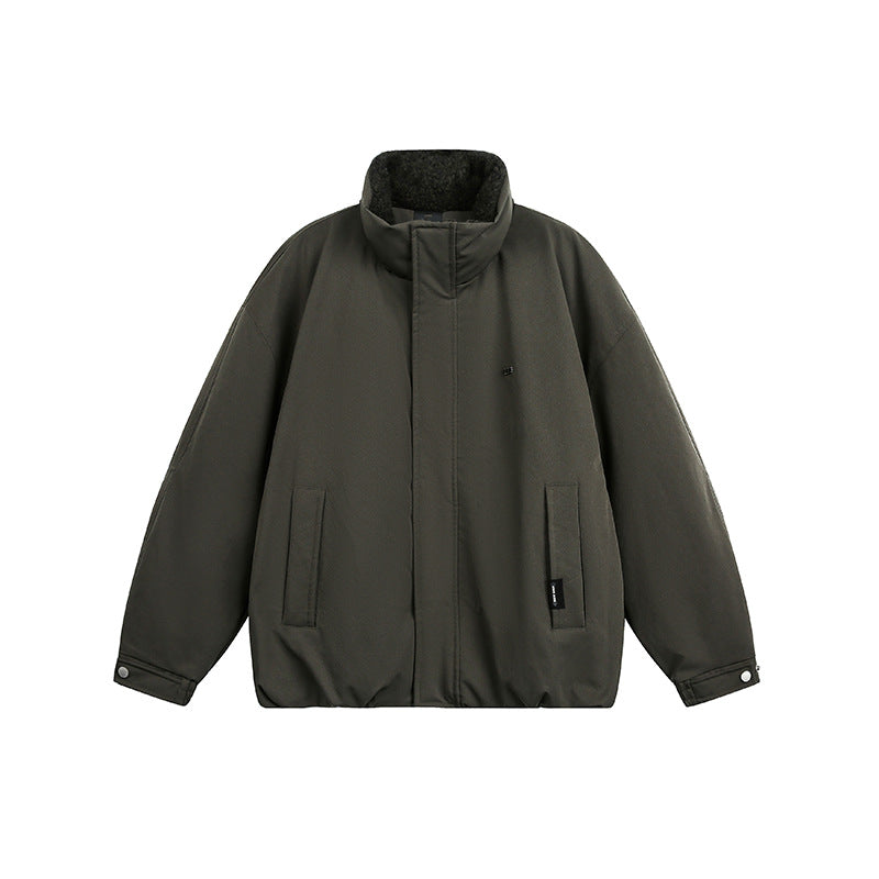 Men's Oversize Quilted Jacket with High Collar and Teddy Lining Chichicherry