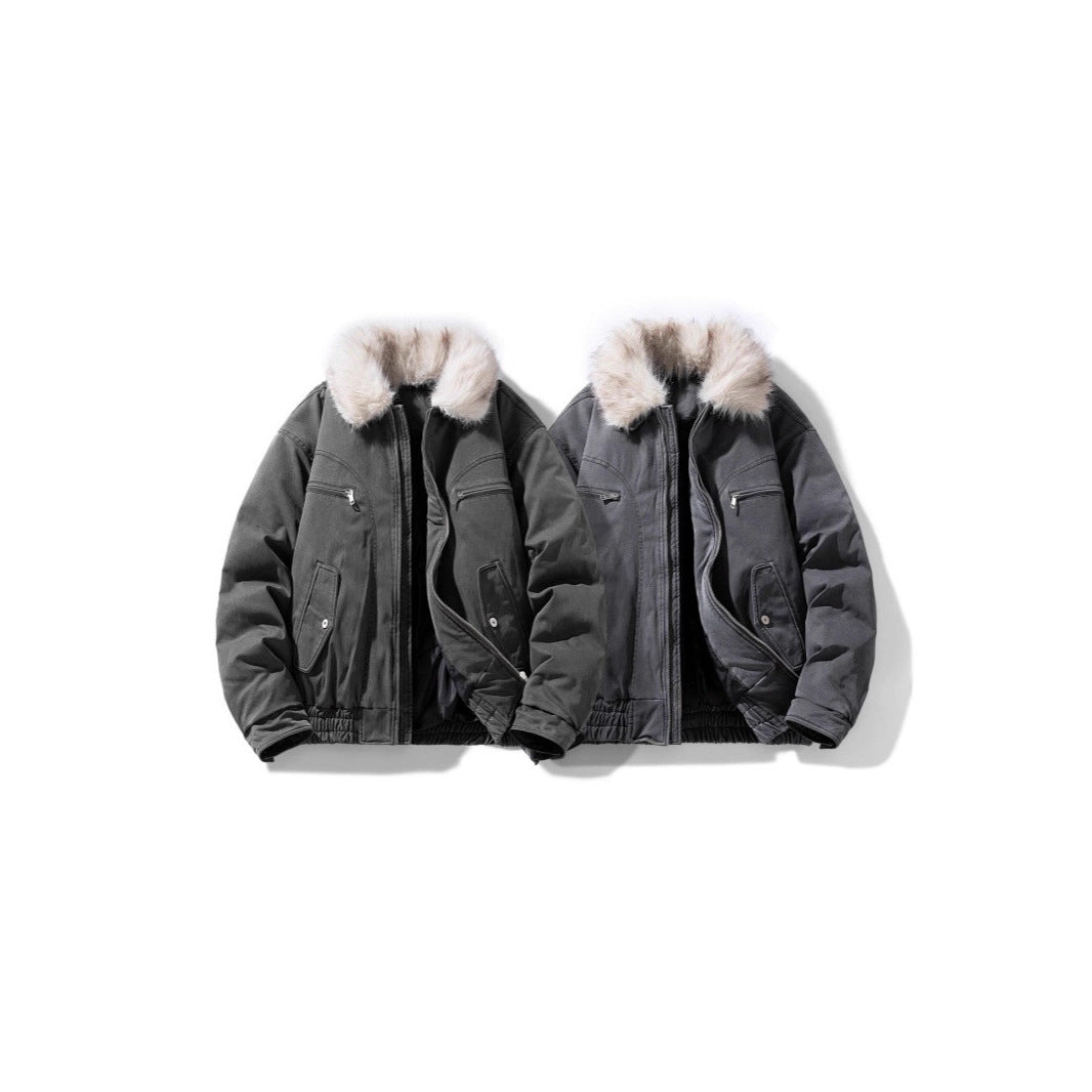 Men's padded bomber jacket with cozy faux fur collar and multiple pockets Chichicherry