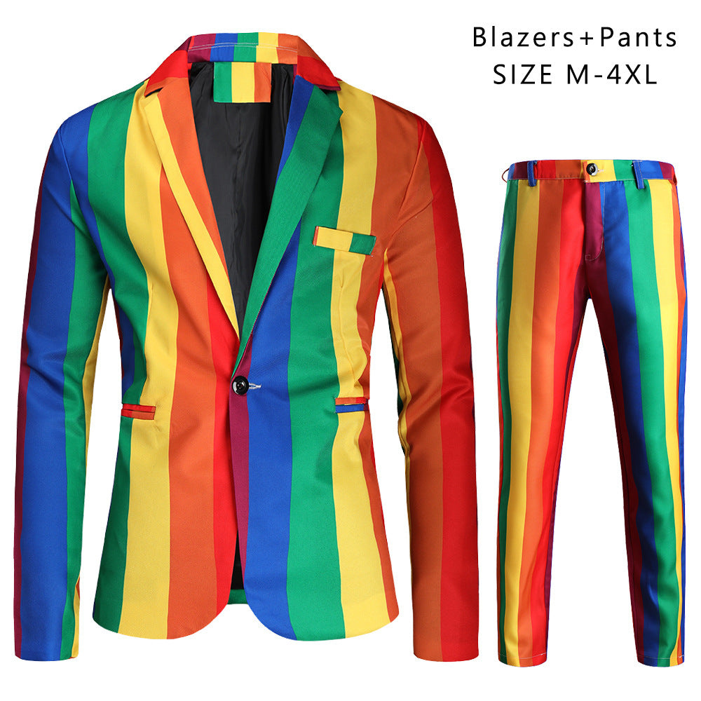 Men's statement two-piece with striking vertical stripes, blazer & suit pants Chichicherry