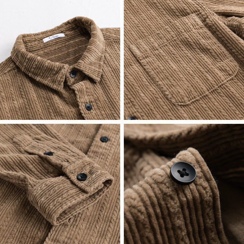 Men's Cord Overshirt with distinctive ribbed structure and chest pocket Chichicherry