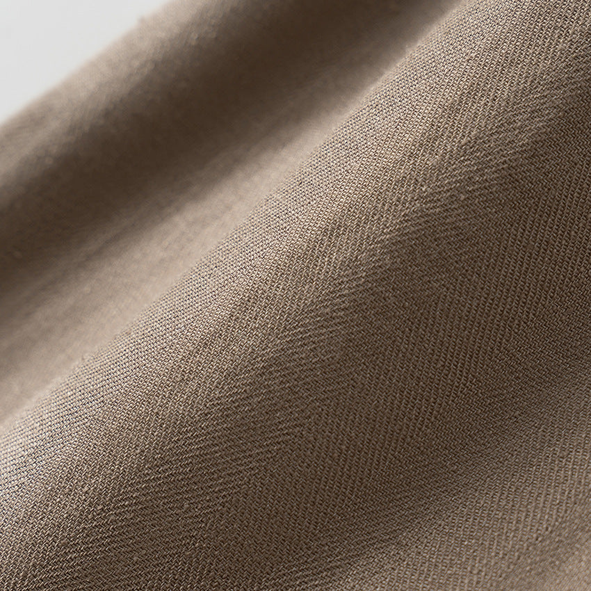 Women's Wide Linen Look Trousers with High Elastic Waistband, Pleats and Straight Leg Chichicherry