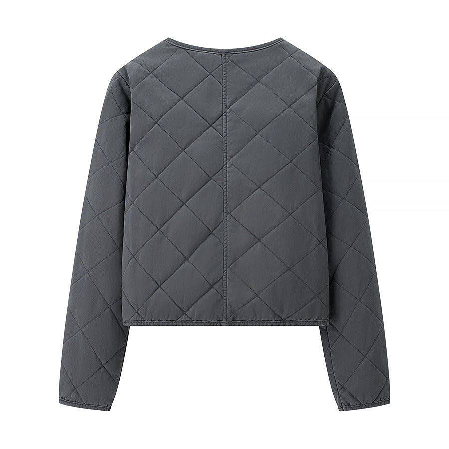 Women’s short quilted jacket with diamond quilting, full zip and integrated pockets Chichicherry
