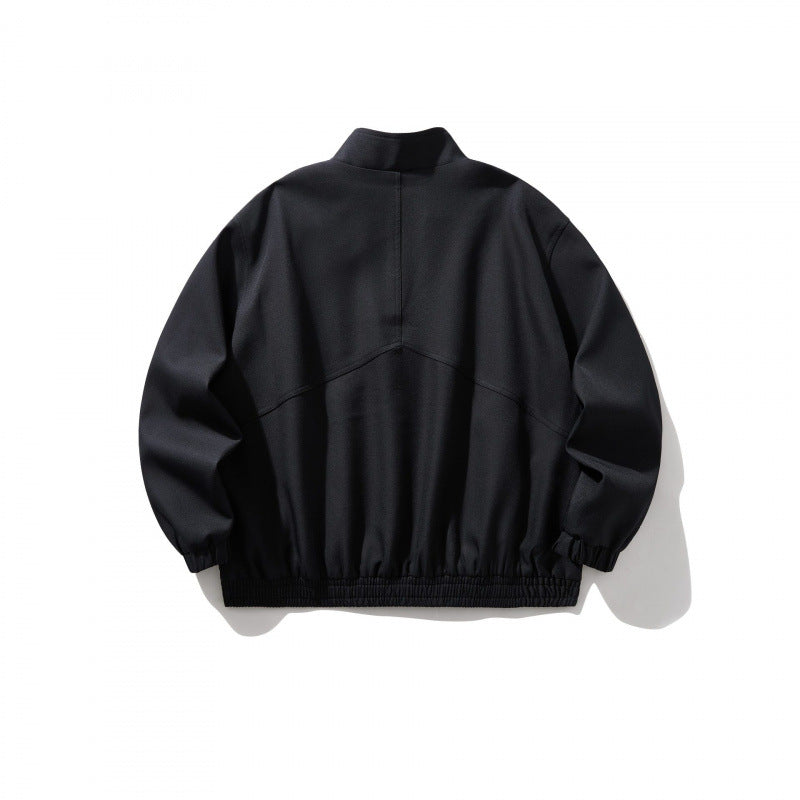 Unisex Light Oversized Zip Jacket in Bomber Style with Stand-up Collar and Elastic Hem Chichicherry