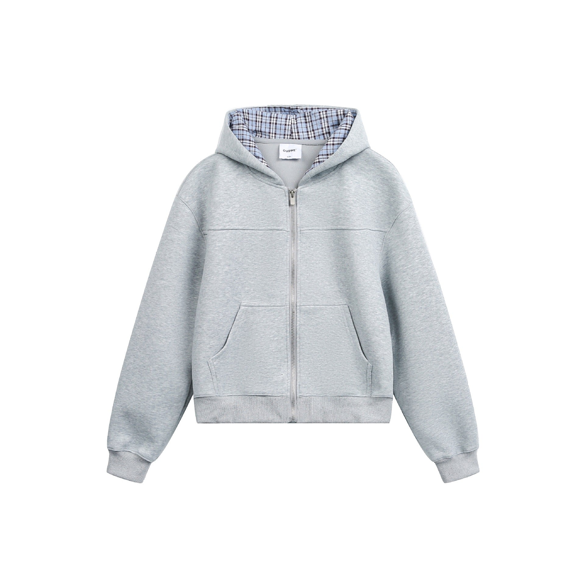 Women's hooded zip jacket in boxy cut with checkered lined hood Chichicherry