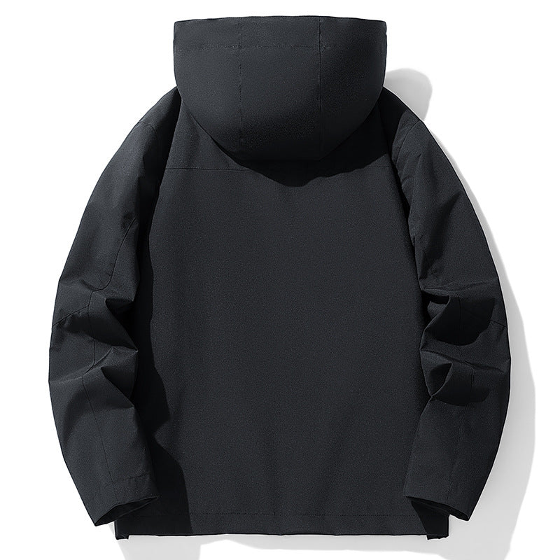 Men's three-layer water-repellent hooded outdoor jacket with mesh lining and concealed zipper Chichicherry