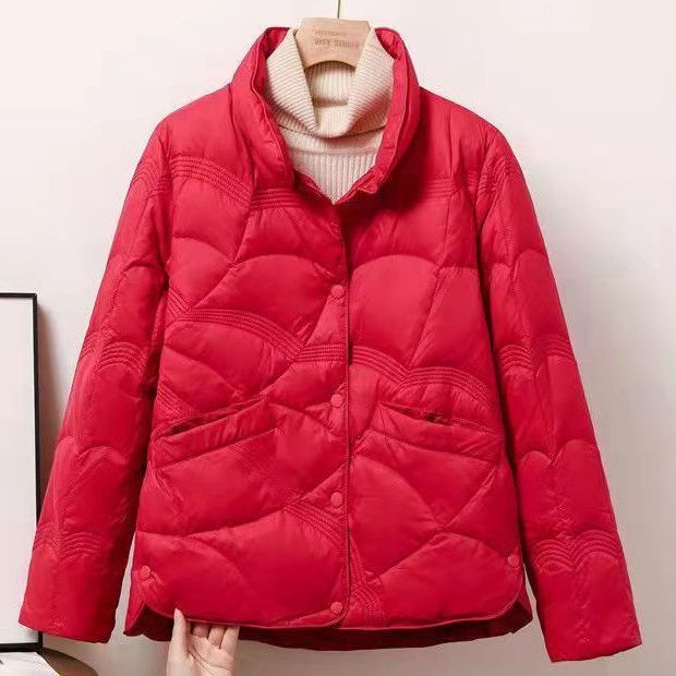 Women's quilted thermal jacket with high collar and decorative wave quilting Chichicherry