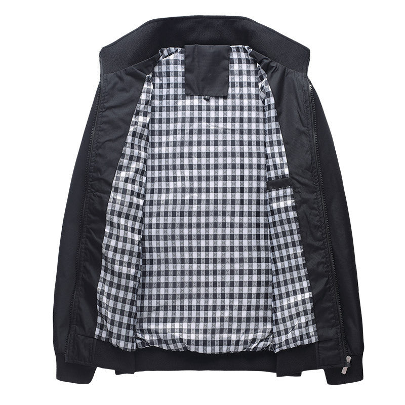 Men's lightweight zip jacket made from functional mix with stand-up collar and checked lining Chichicherry