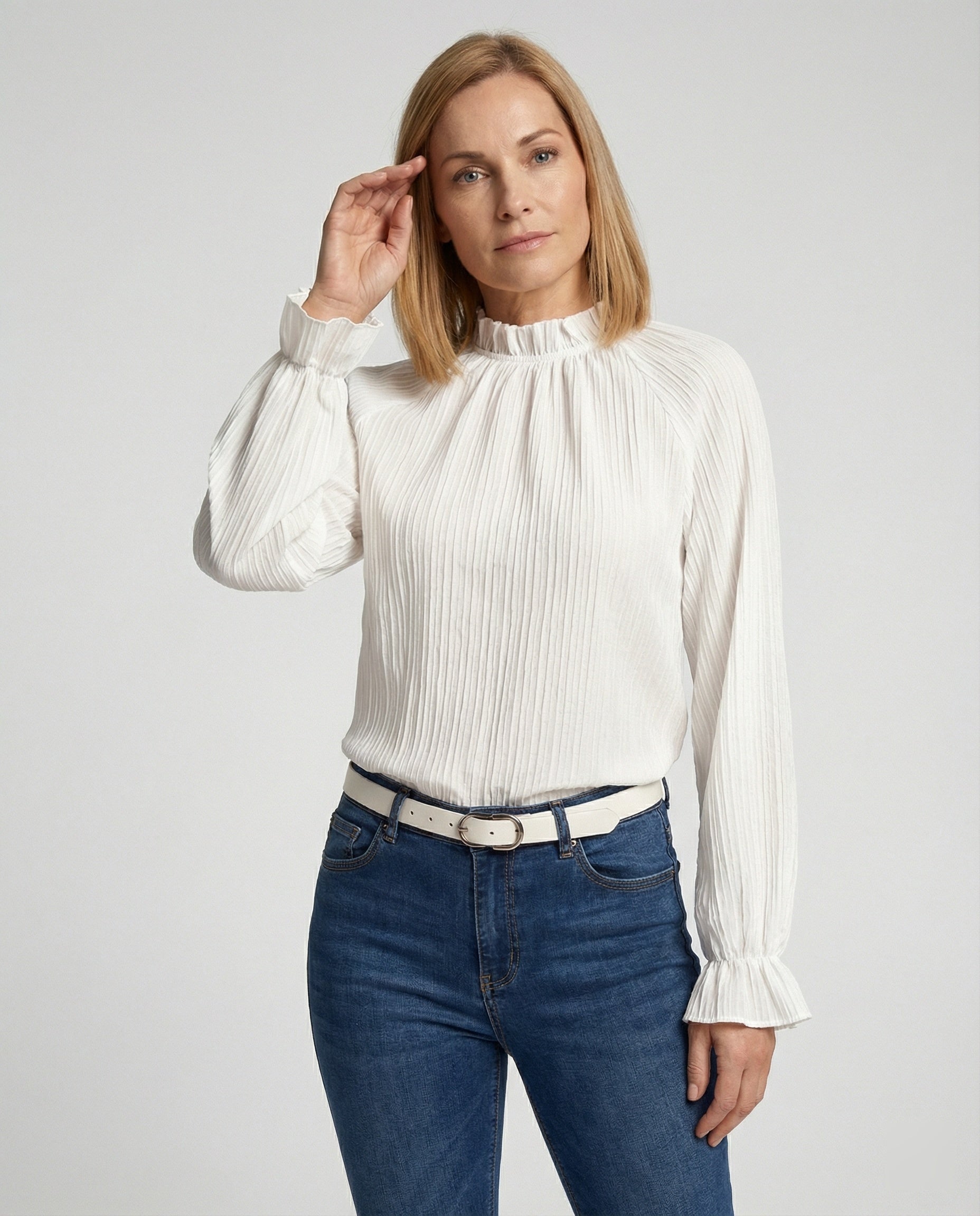 Women Blouse Ruffles Stand Collar
