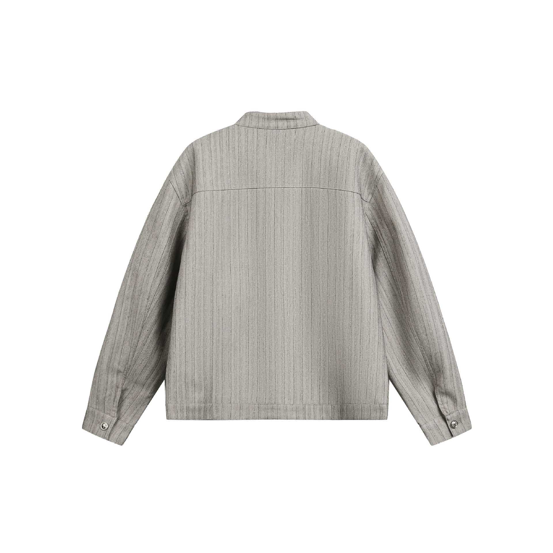 Unisex Oversized Blouson in Workwear Style with Stand-up Collar and Button Placket Chichicherry