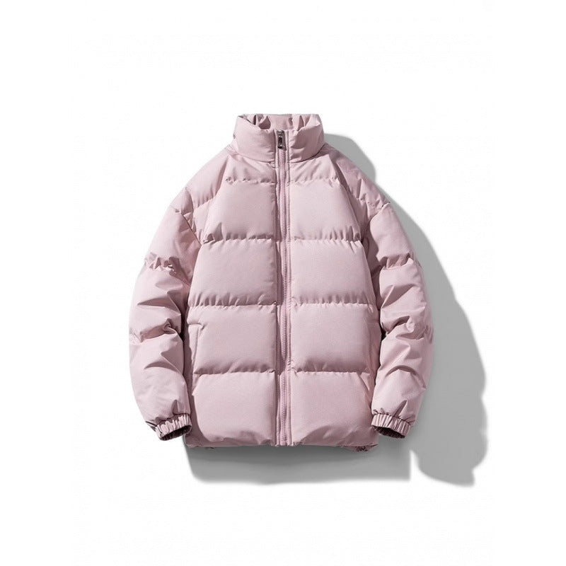 Unisex Lightweight Padded Down Look Puffer Jacket with Stand Collar and Two-Way Zipper Chichicherry