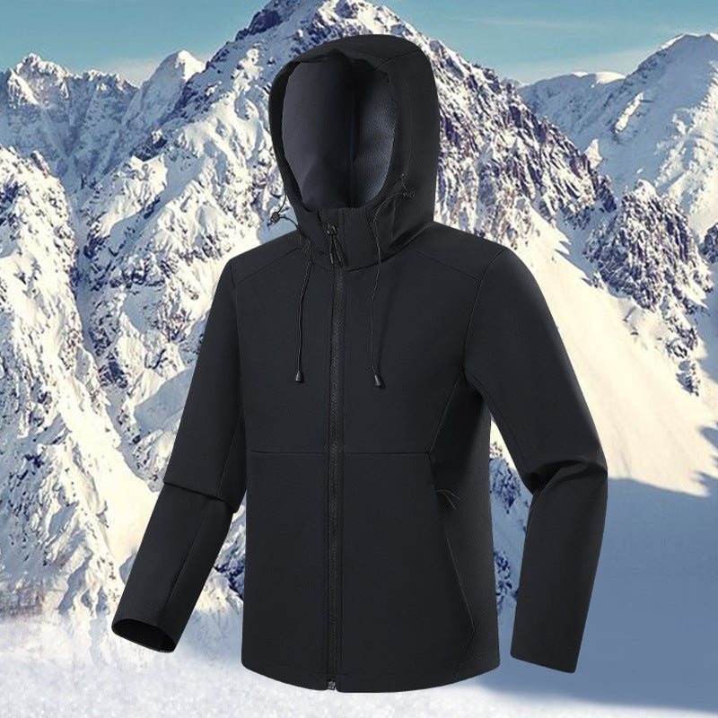 Men's Breathable Softshell Fleece Jacket with Multi-Layer Membrane, Ergonomic Cut and Adjustable Hood Chichicherry