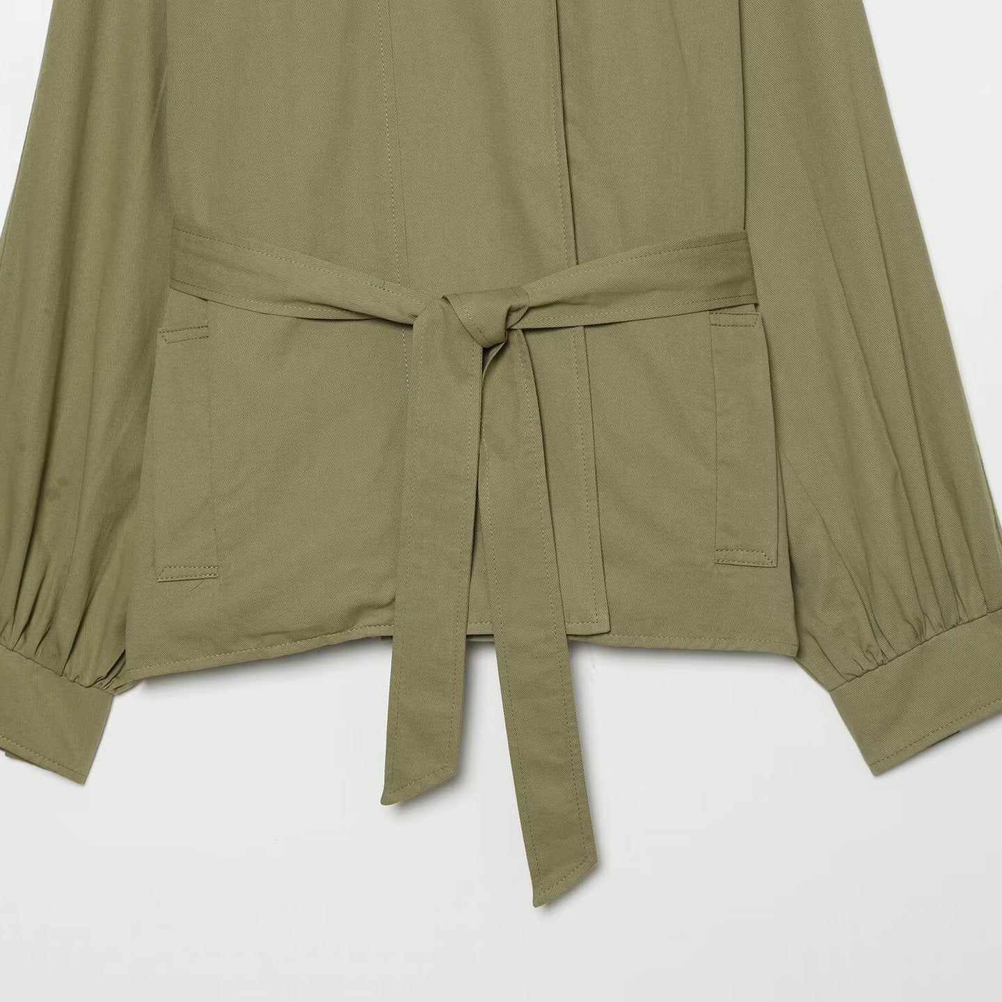 Women's Short Cape Trench Coat with Waist Belt and Funnel Collar Chichicherry