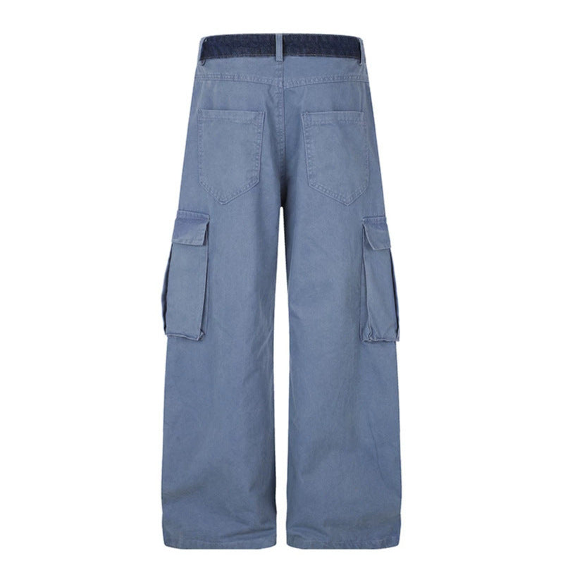 Women's Wide Cargo Palazzo Pants with Large Flap Pockets and High Waist Chichicherry