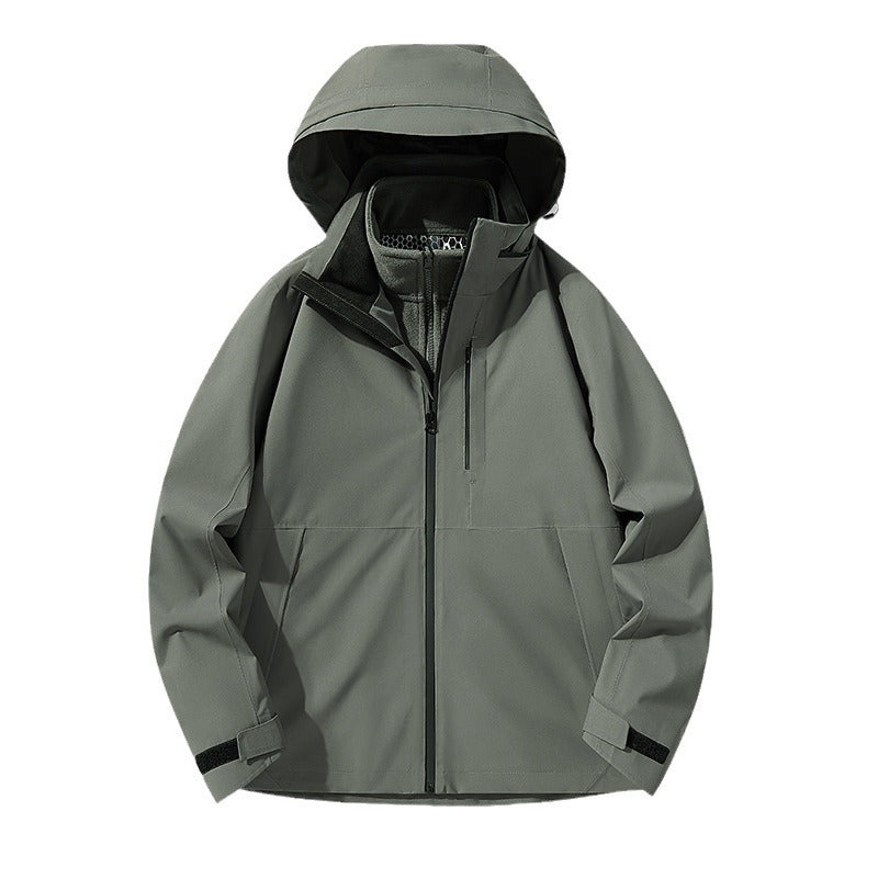 Men's Waterproof Technical Softshell Hybrid Jacket with Integrated Fleece Lining and Adjustable Hood Chichicherry