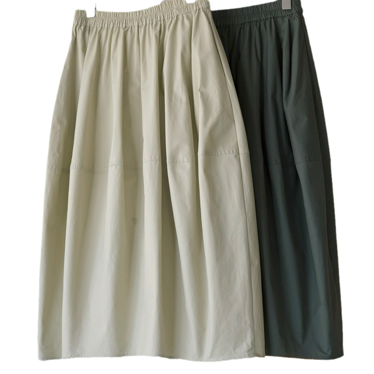 Women's Wide Flared High-Waist Midi Skirt made of Cotton Twill with Elastic Waistband Chichicherry