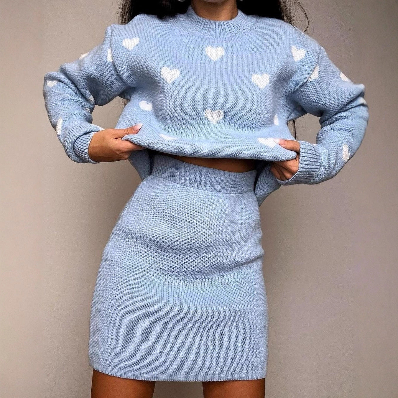 Damen Pullover mit Herzjacquard und lockerem Oversize-Schnitt Chichicherry