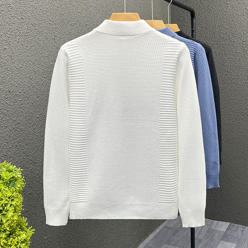 Damen Feinstrickpullover mit strukturierter Waffel- und Rippenstruktur und Stehkragen Chichicherry
