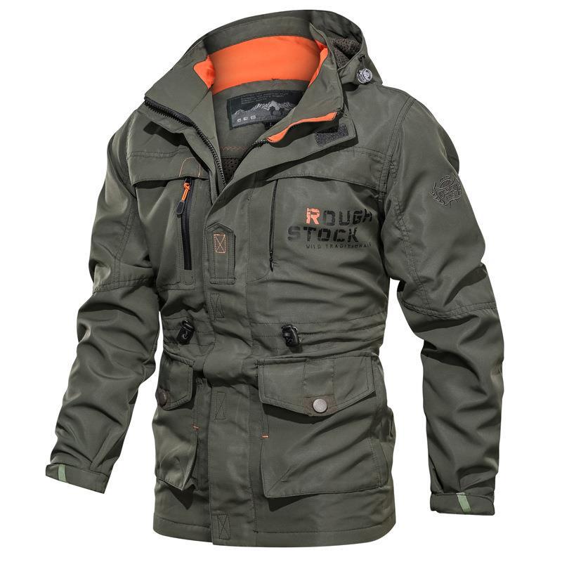 Men's water-repellent field parka in utility style with hood and adjustable waist fit Chichicherry