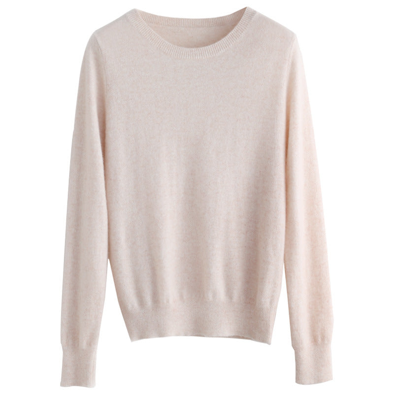 Women's Short-Cut Fine Knit Sweater with Crew Neck and Ribbed Hem Chichicherry
