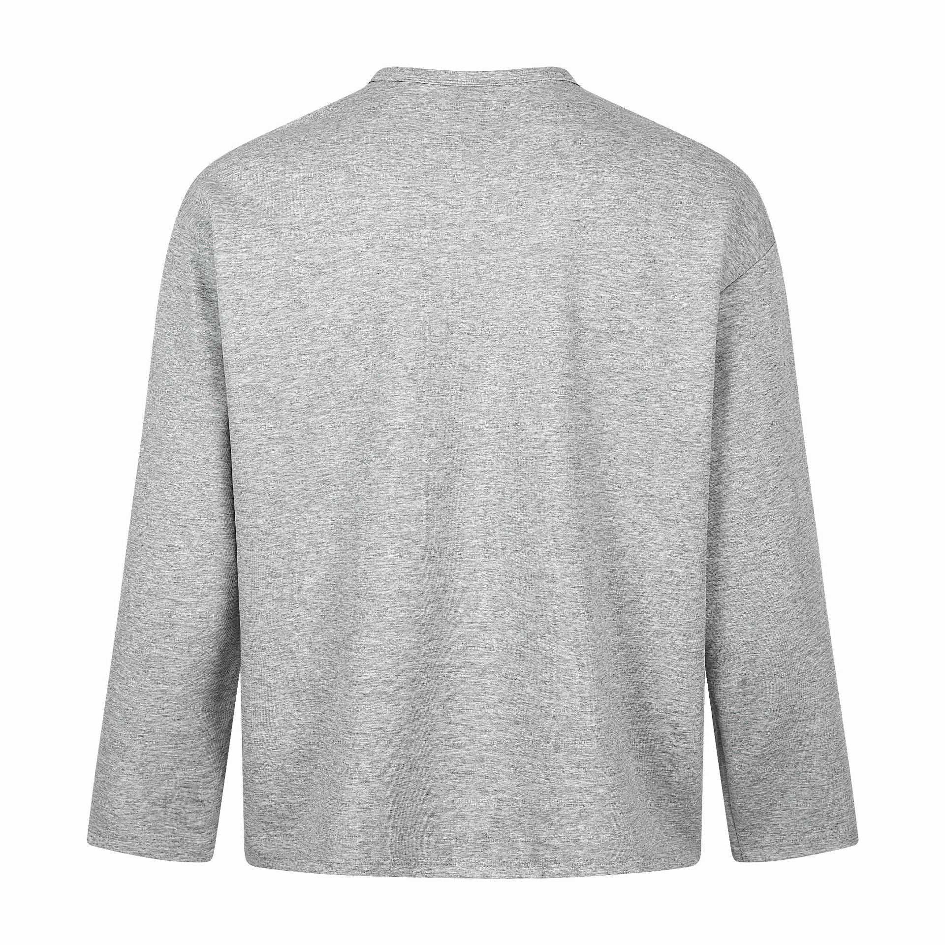 Unisex Oversize Henley Sweatshirt with Notch Collar, 3/4 Sleeves and Print Chichicherry
